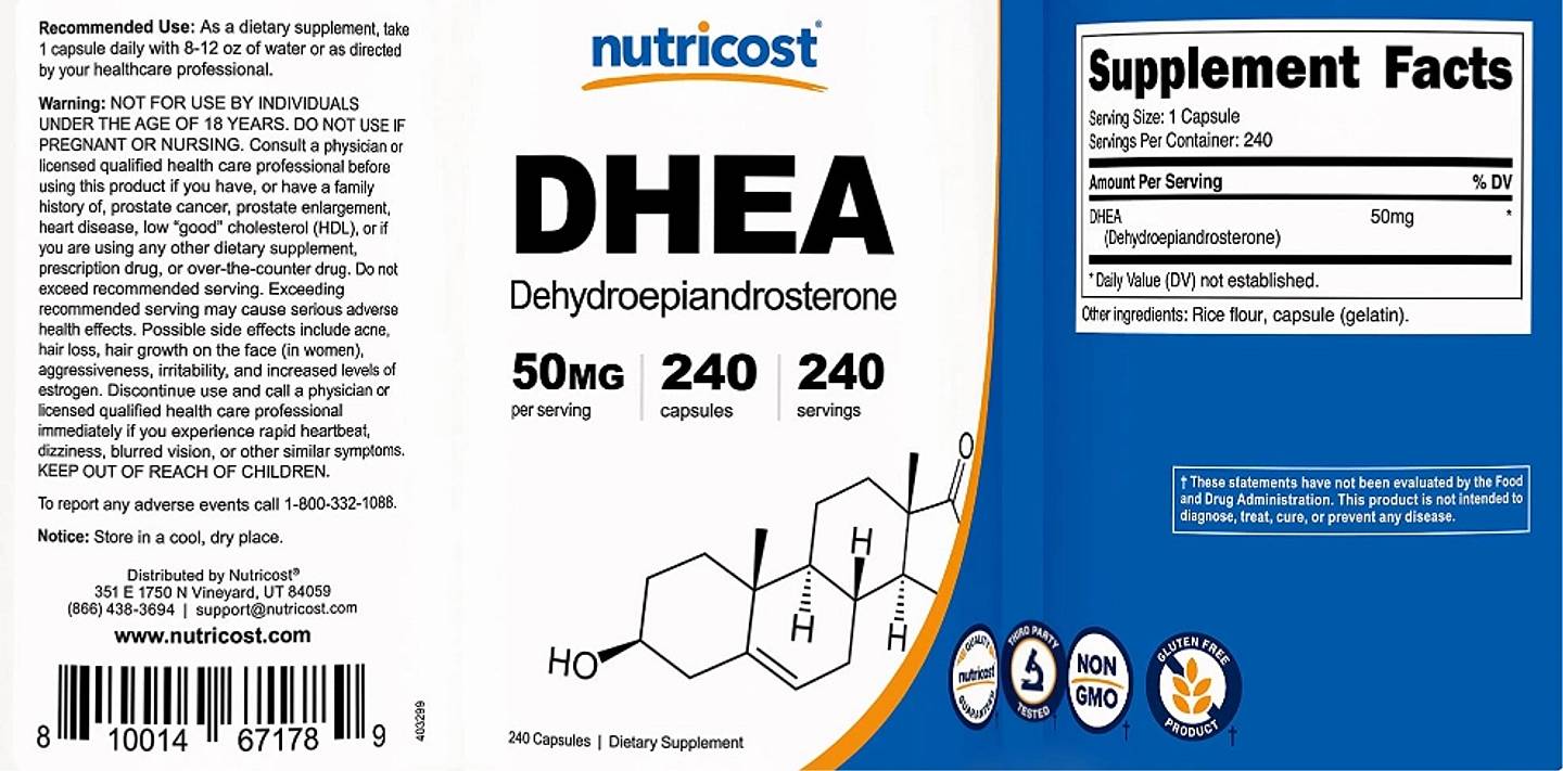 Nutricost, DHEA label