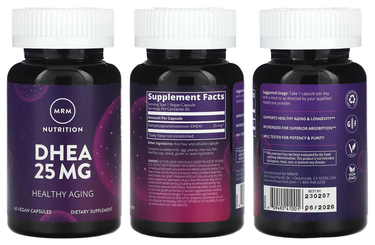 MRM Nutrition, DHEA packaging