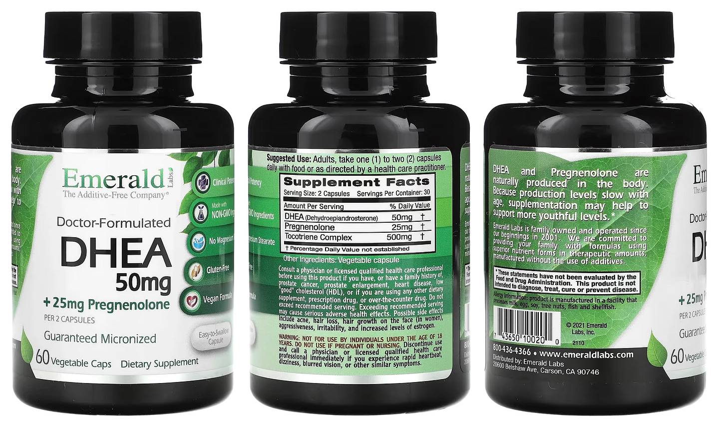 Emerald Laboratories, DHEA + Pregnenolone packaging