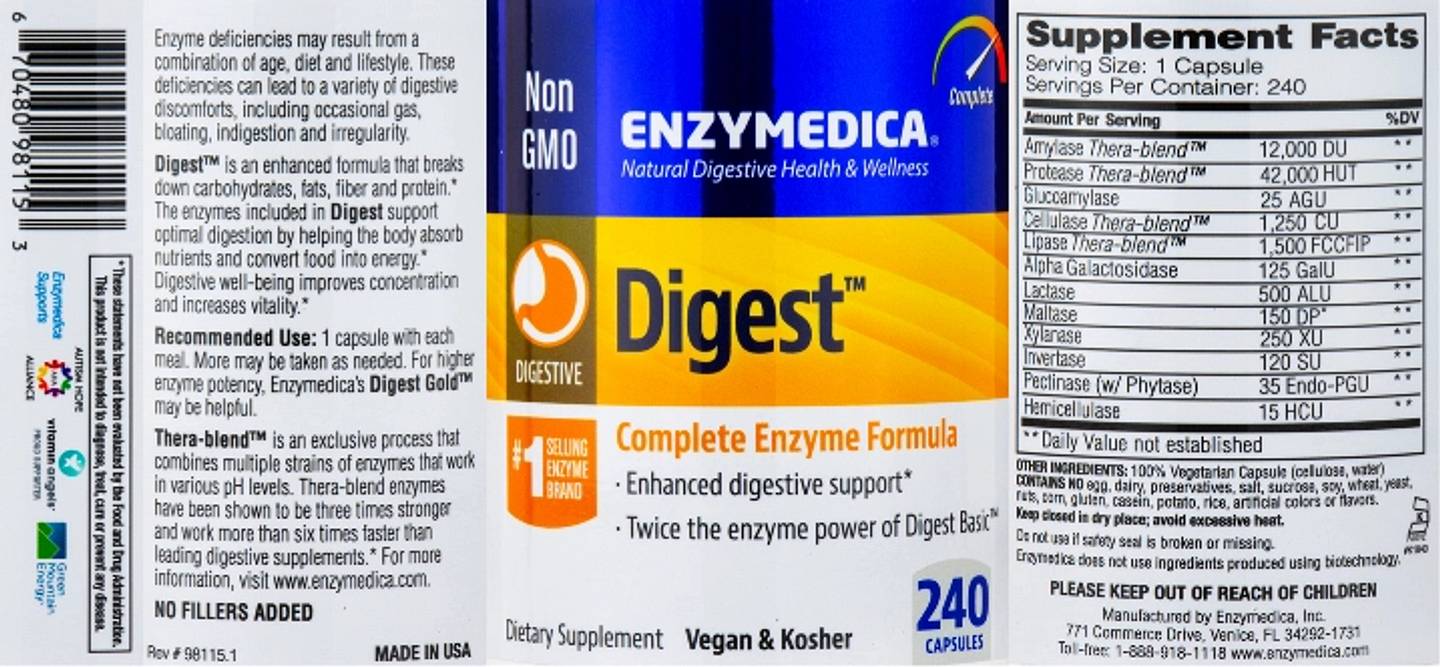 Enzymedica, Digest label