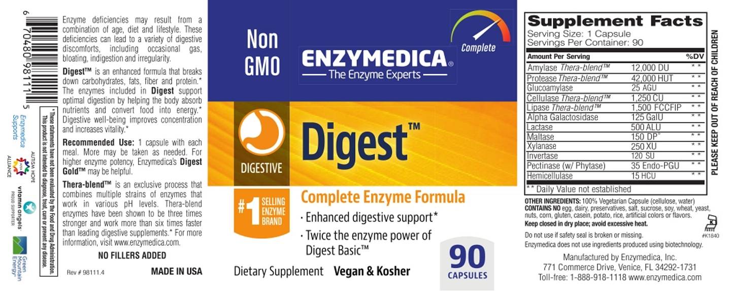 Enzymedica, Digest label