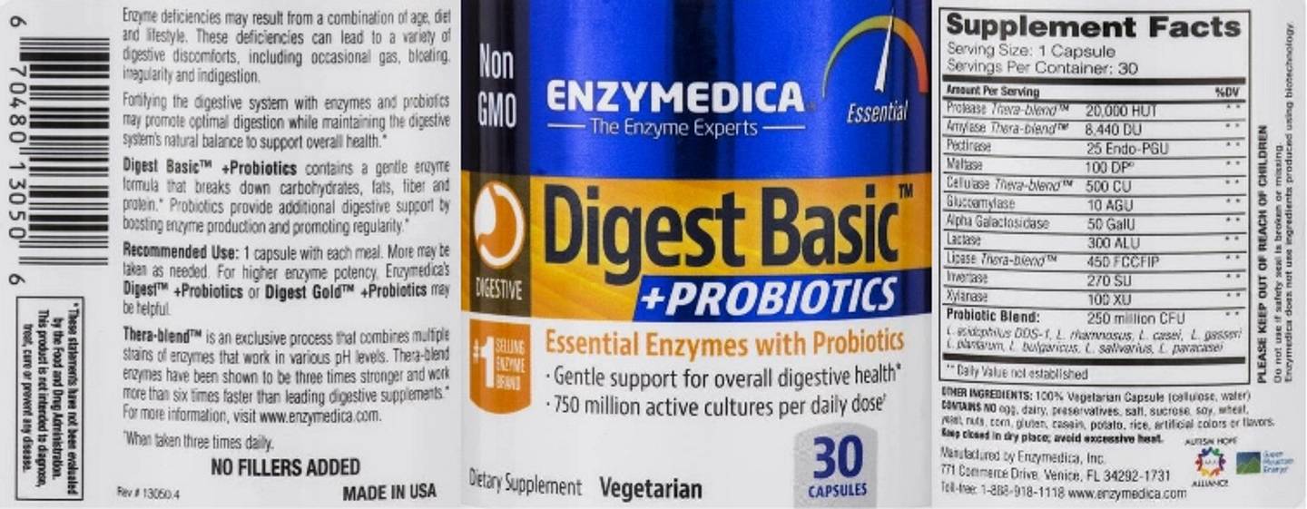 Enzymedica, Digest Basic + Probiotics label