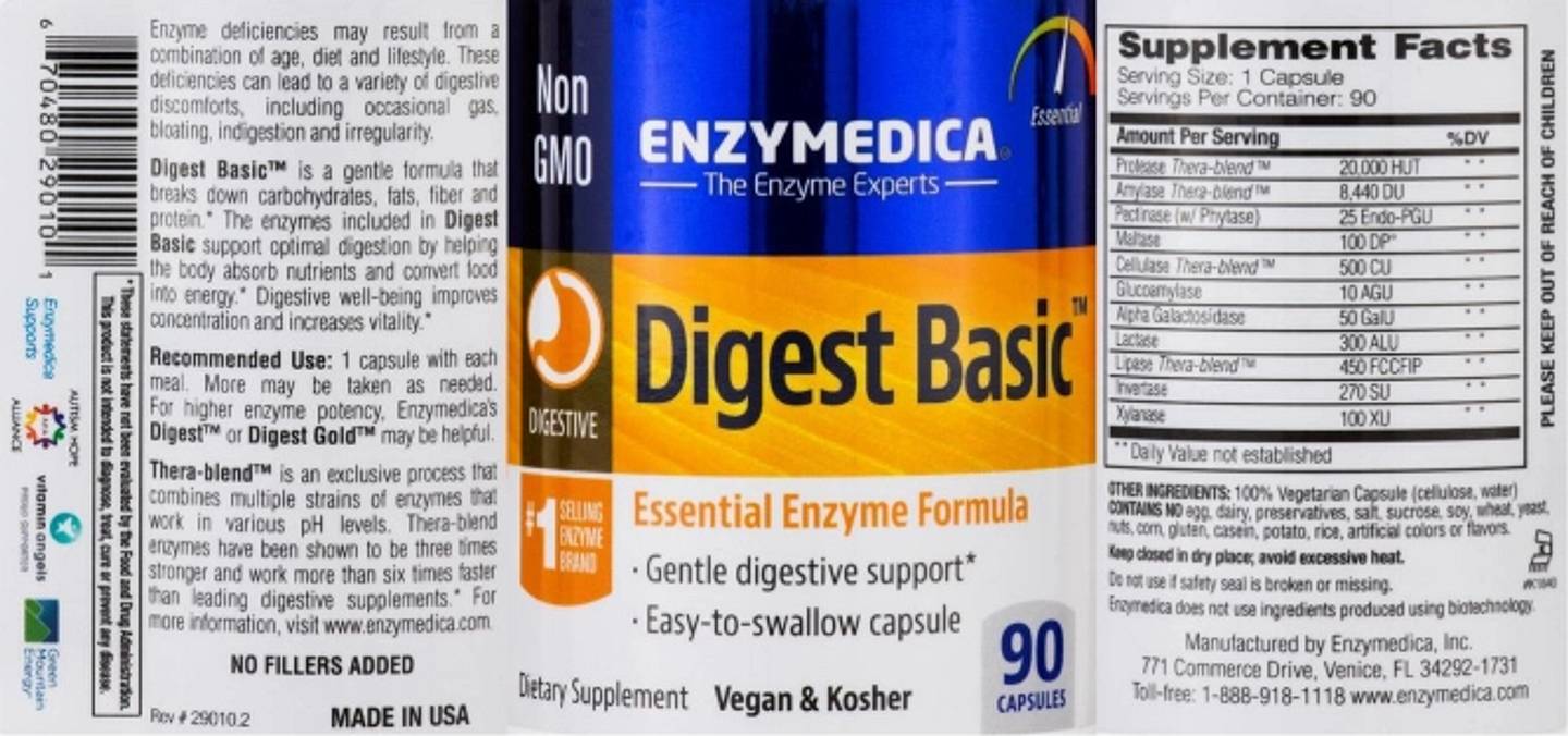 Enzymedica, Digest Basic® label