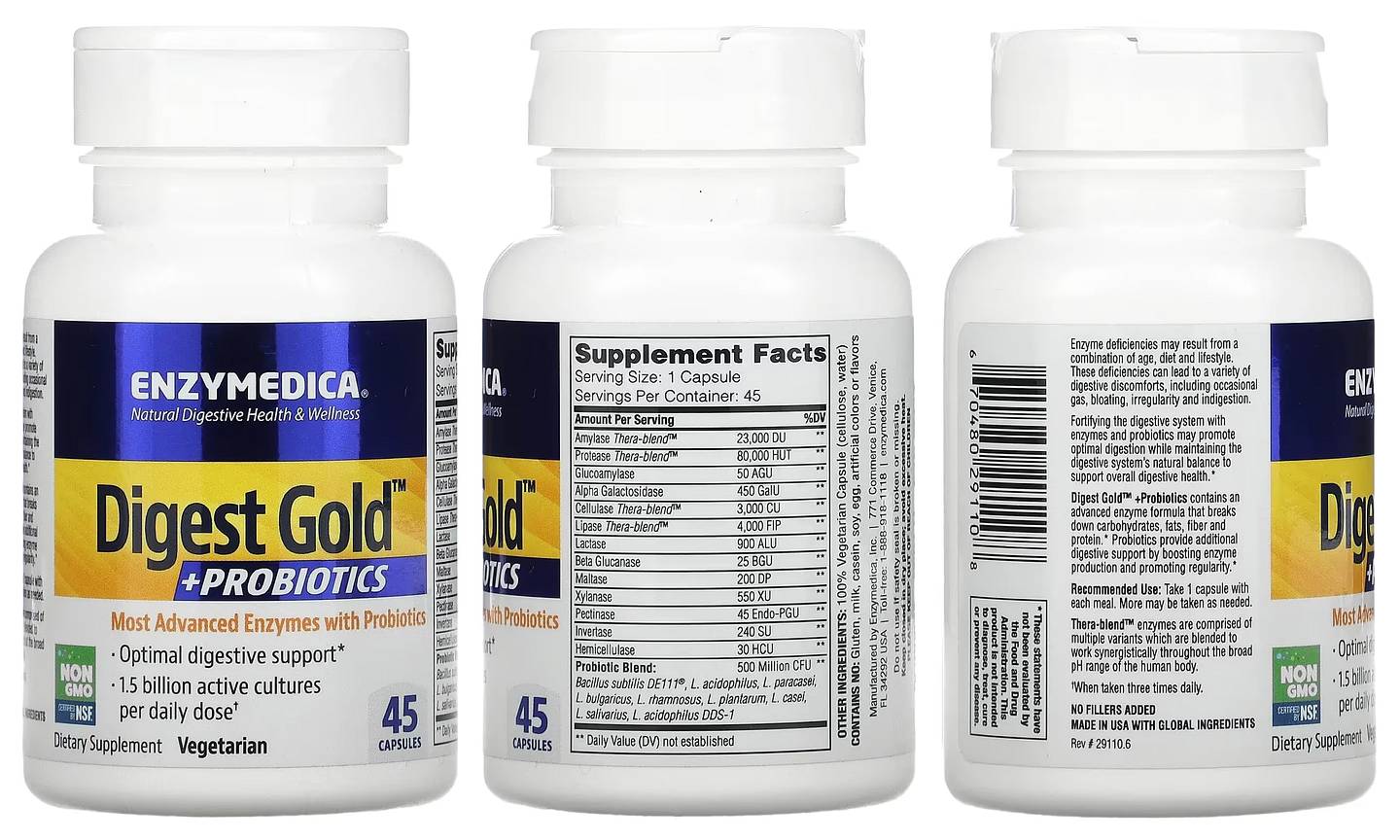 Enzymedica, Digest Gold + Probiotics packaging