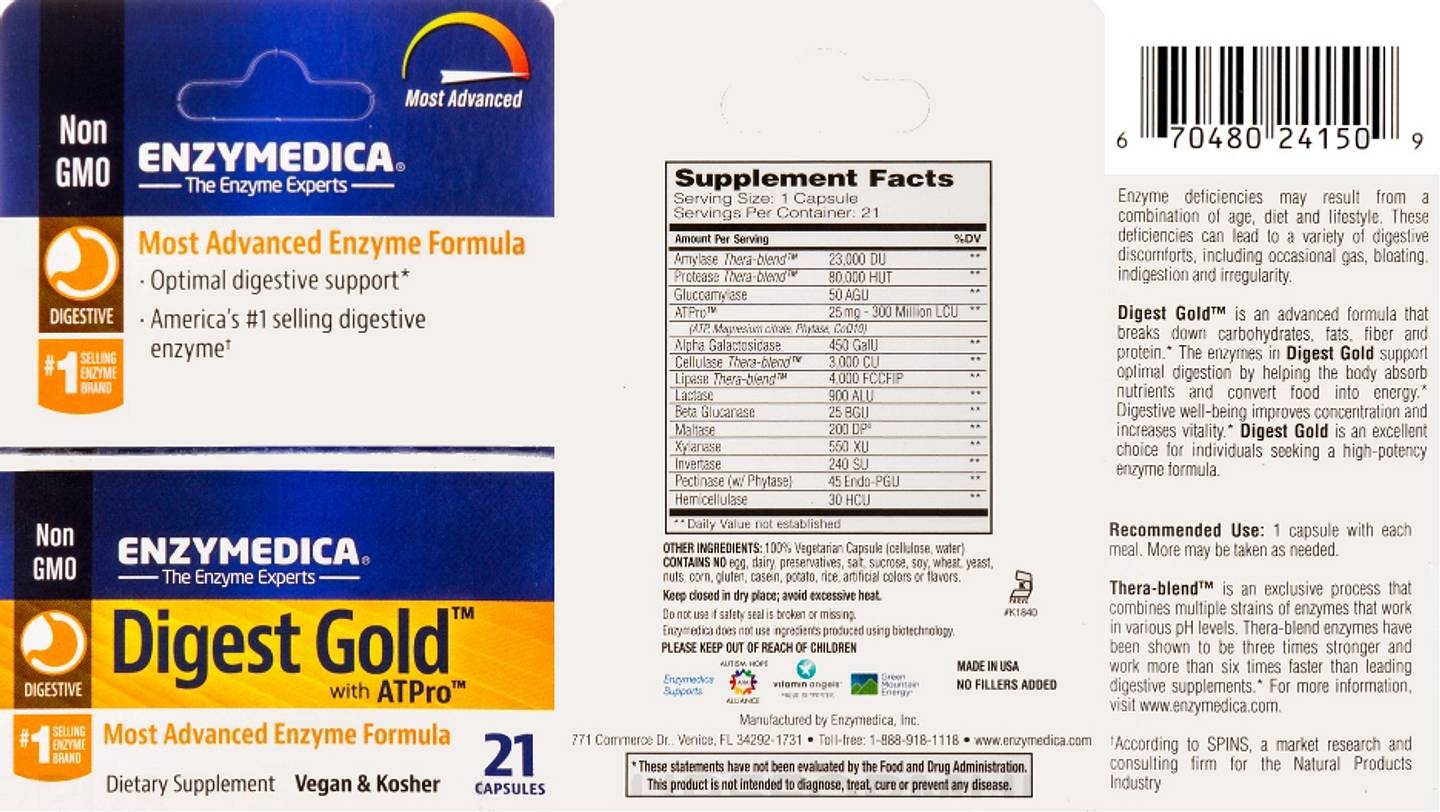 Enzymedica, Digest Gold with ATPro label