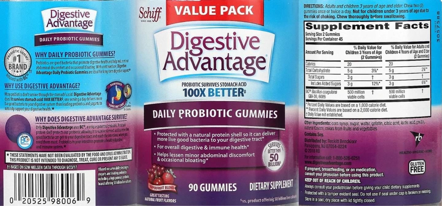 Schiff, Digestive Advantage label
