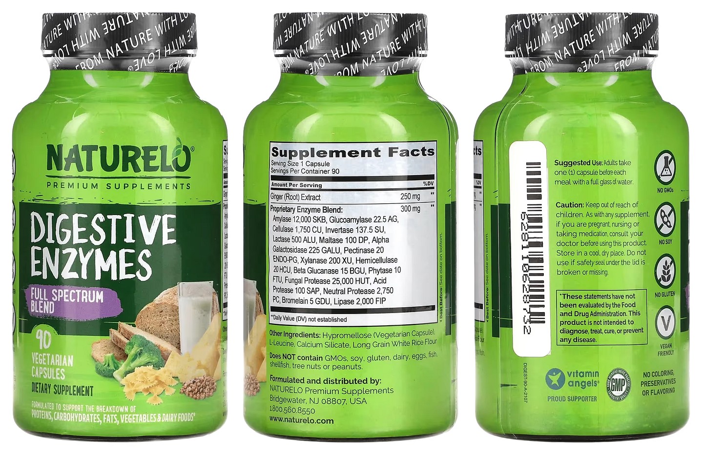 NATURELO, Digestive Enzymes packaging