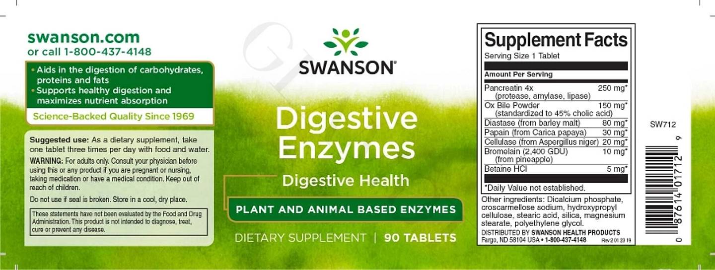 Swanson, Digestive Enzymes label