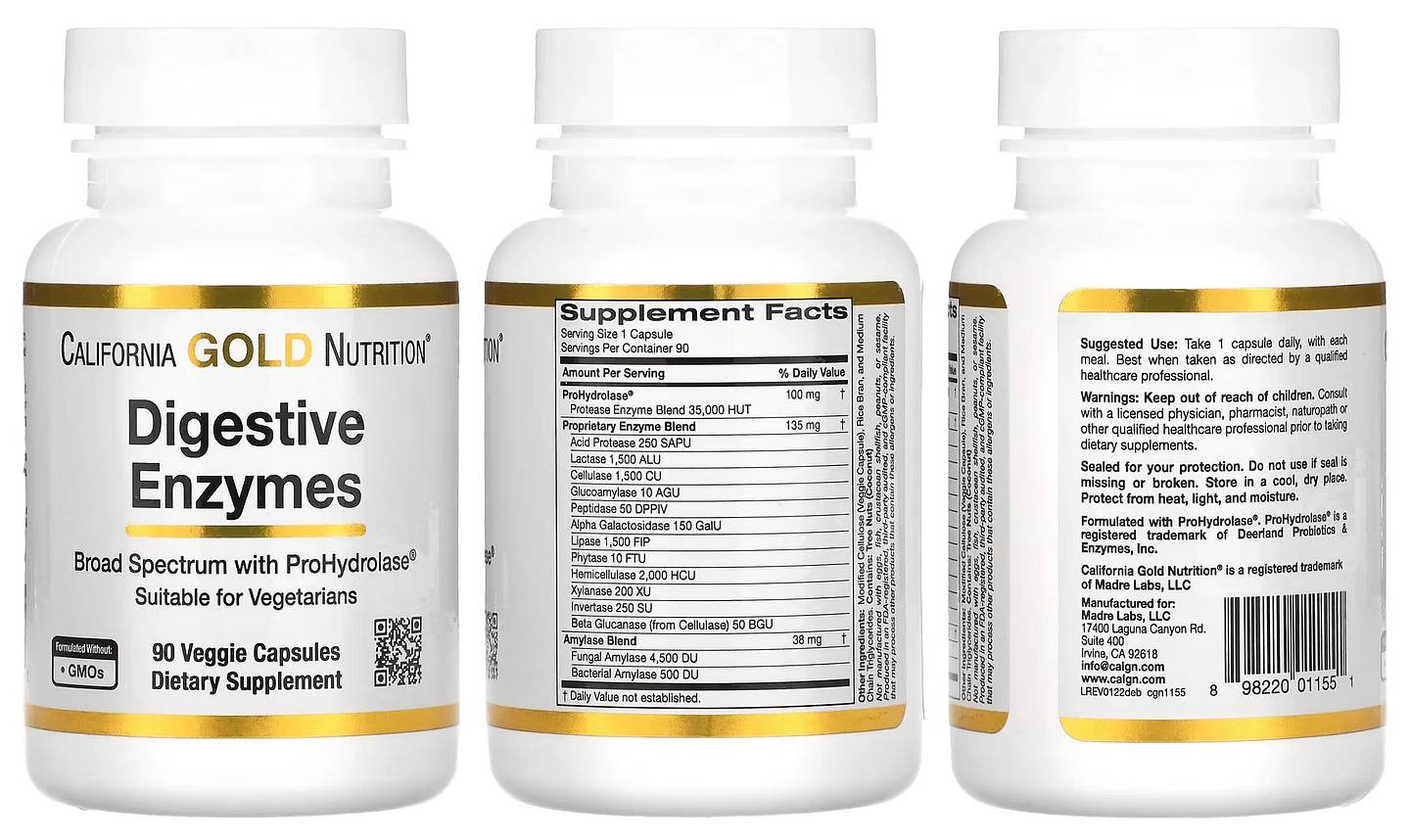 California Gold Nutrition, Digestive Enzymes packaging