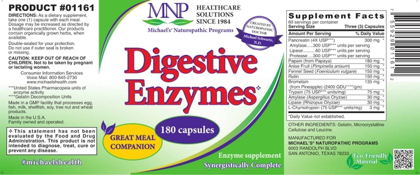 Michael's Naturopathic, Digestive Enzymes label