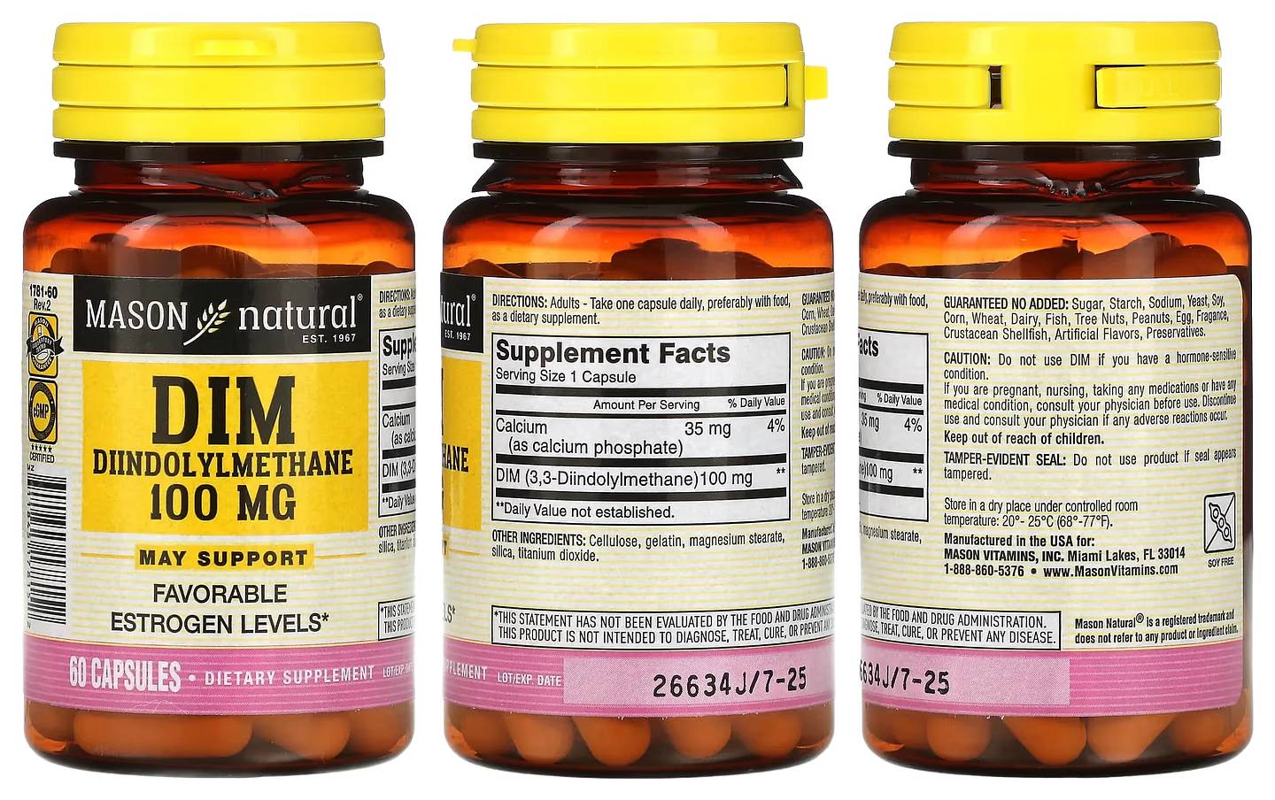 Mason Natural, DIM Diindolylmethane, 100 mg packaging