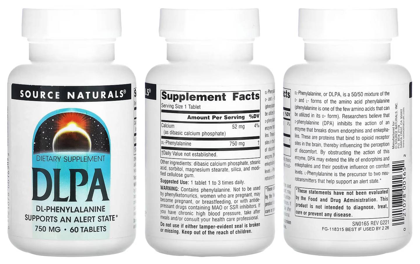 Source Naturals, DLPA packaging