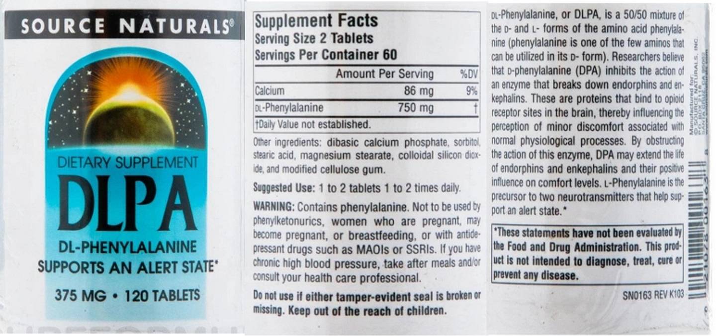 Source Naturals, DLPA label