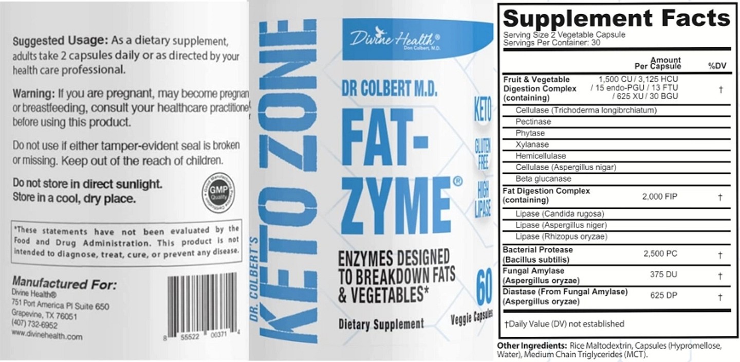 Divine Health, Dr Colbert M.D. Fat-Zyme label