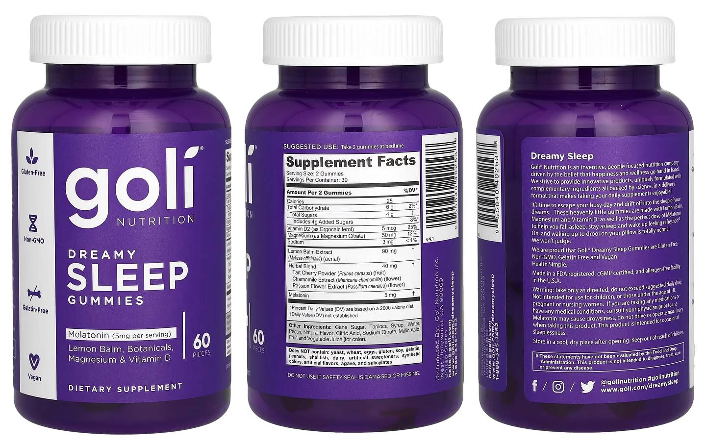 Goli Nutrition, Dreamy Sleep Gummies packaging