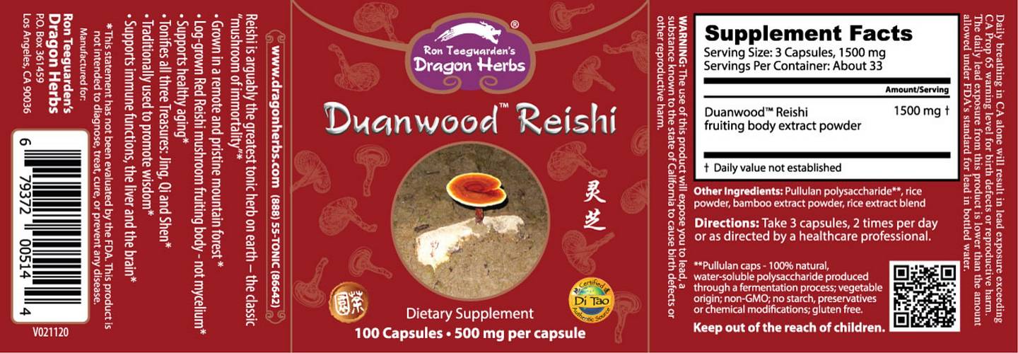 Dragon Herbs, Duanwood Reishi label