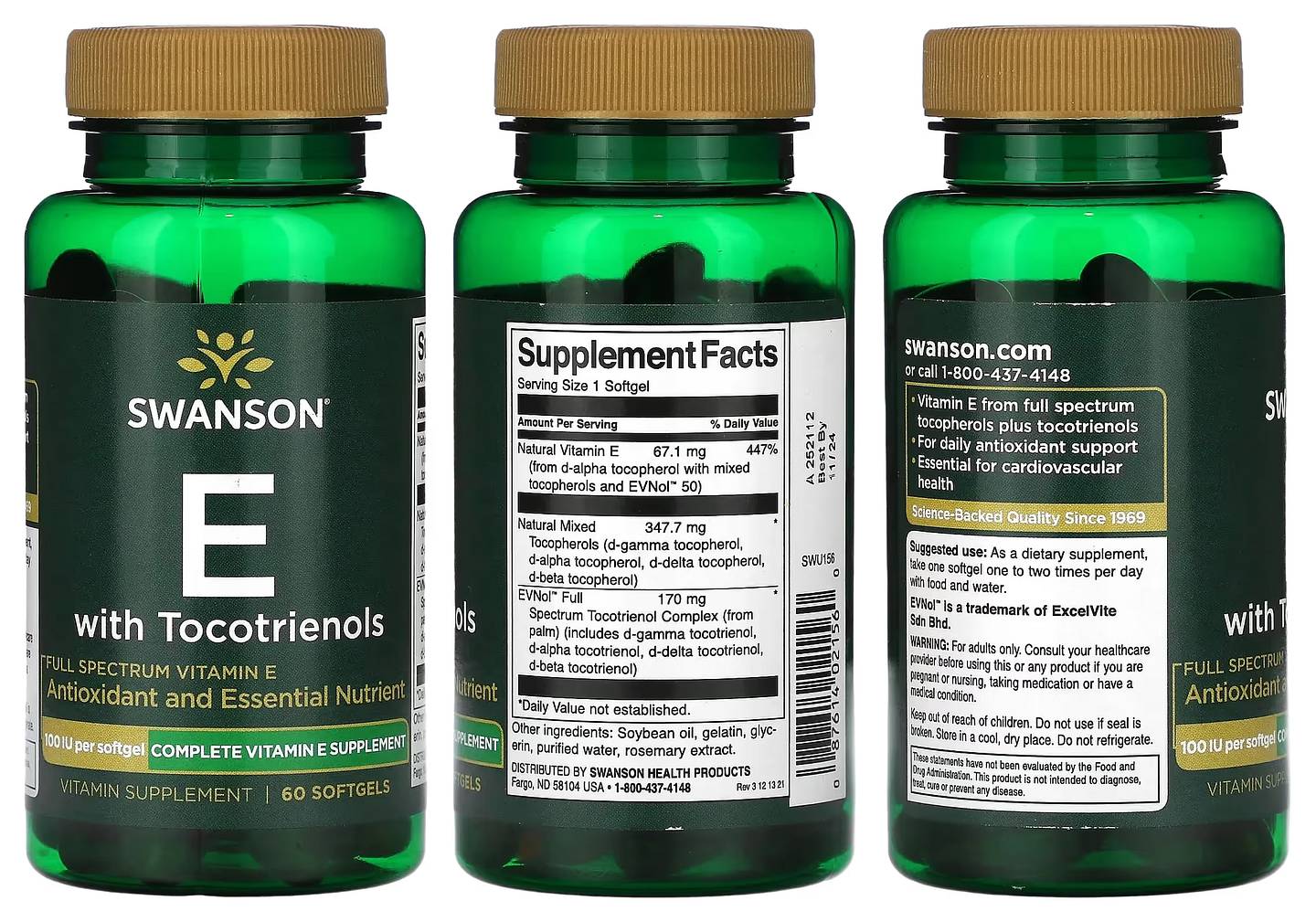 Swanson, E with Tocotrienols packaging