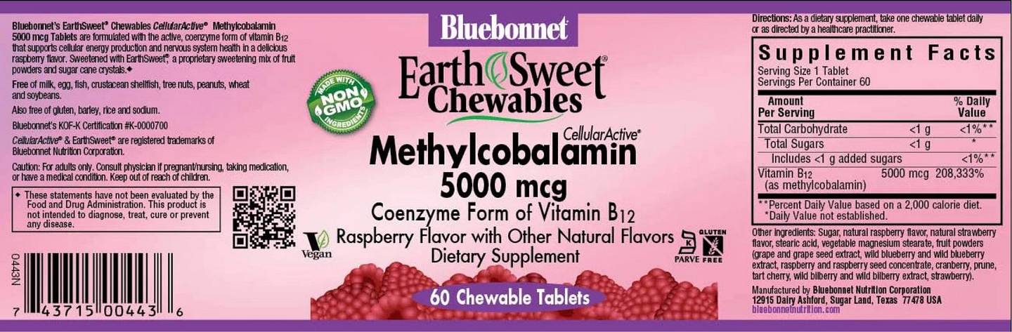 Bluebonnet Nutrition, EarthSweet Chewables label