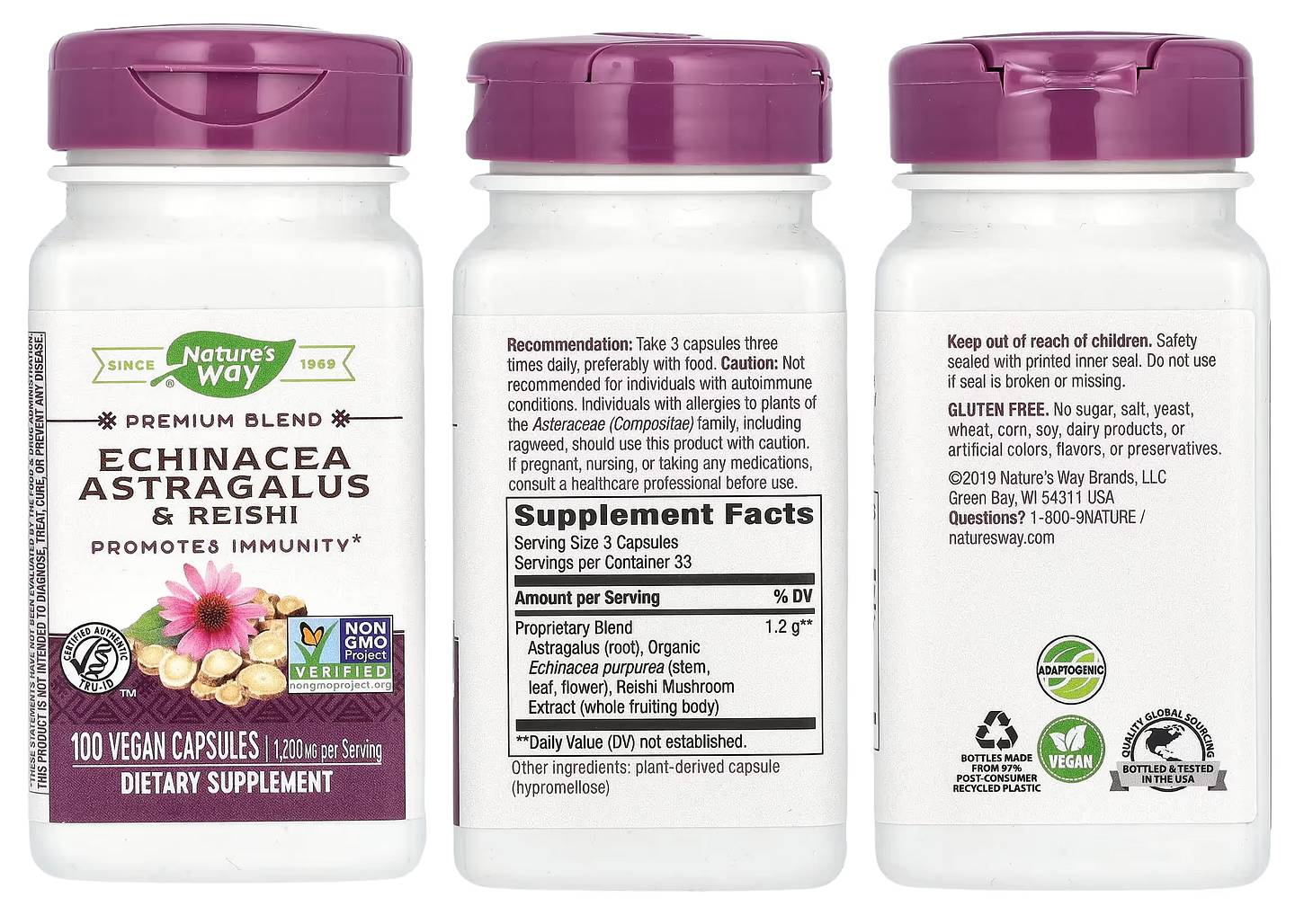 Nature's Way, Echinacea Astragalus & Reishi packaging