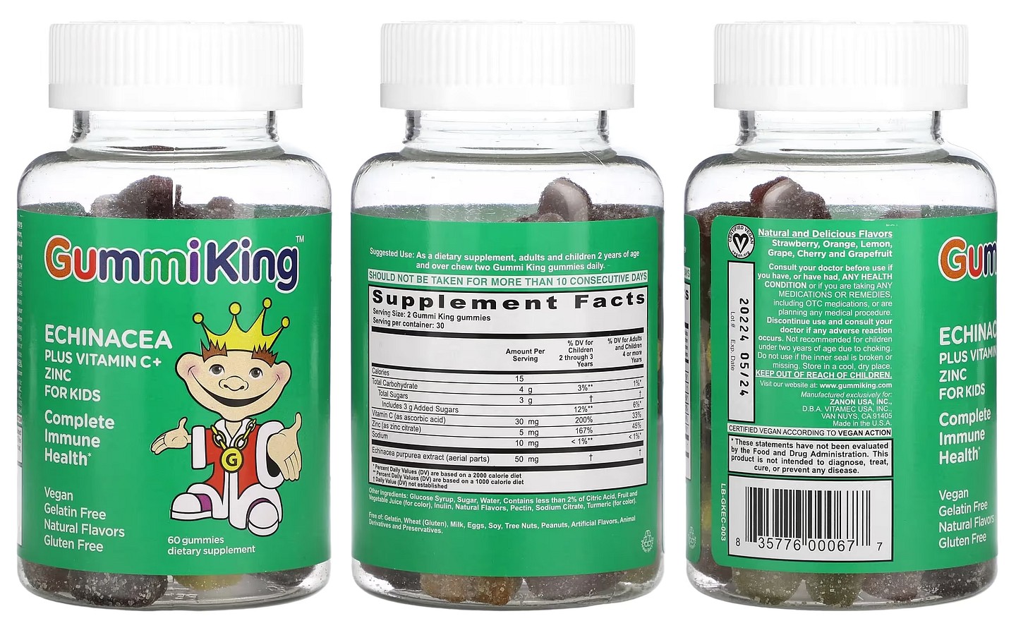 GummiKing, Echinacea Plus Vitamin C+ Zinc for Kids packaging
