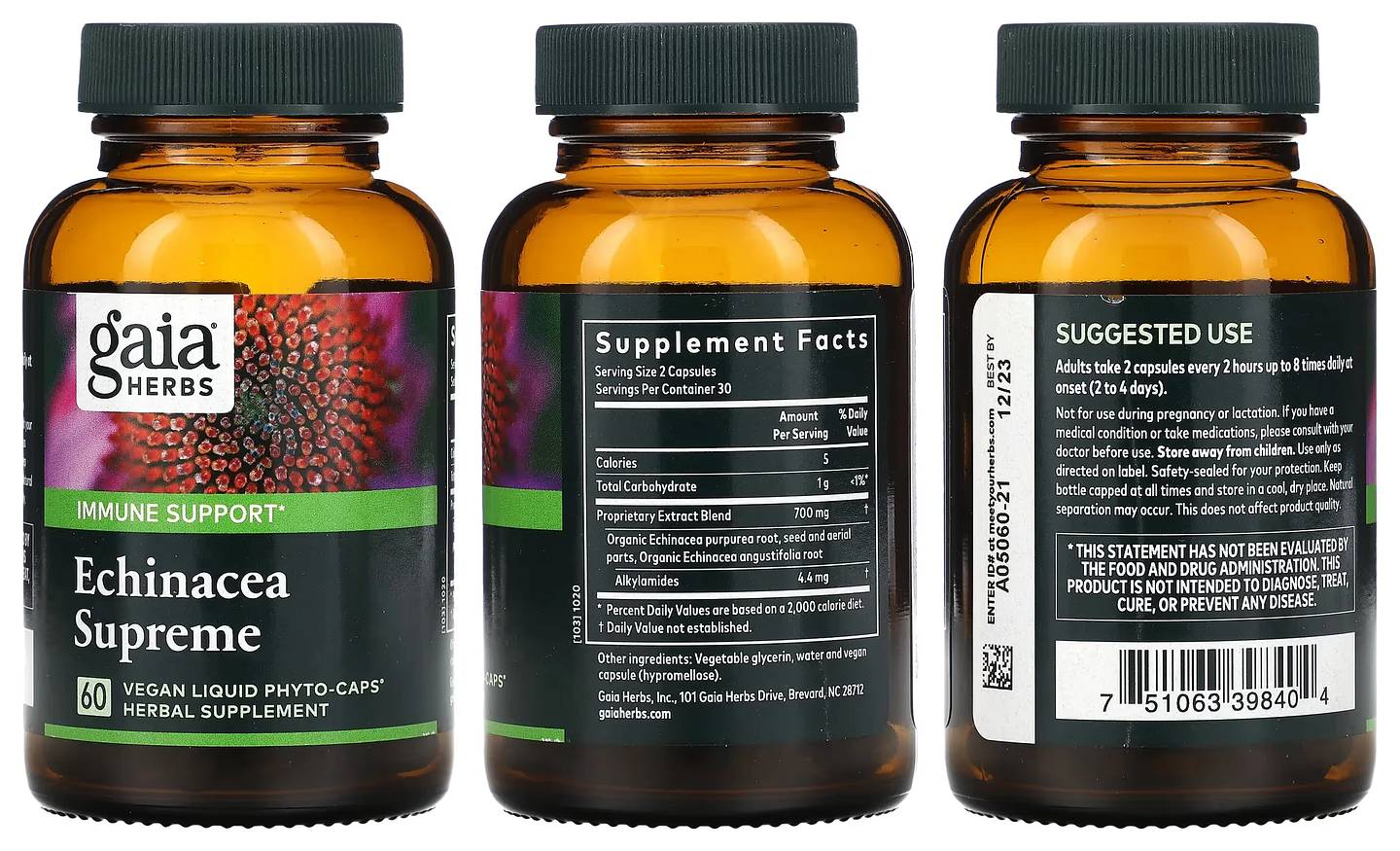 Gaia Herbs, Echinacea Supreme packaging