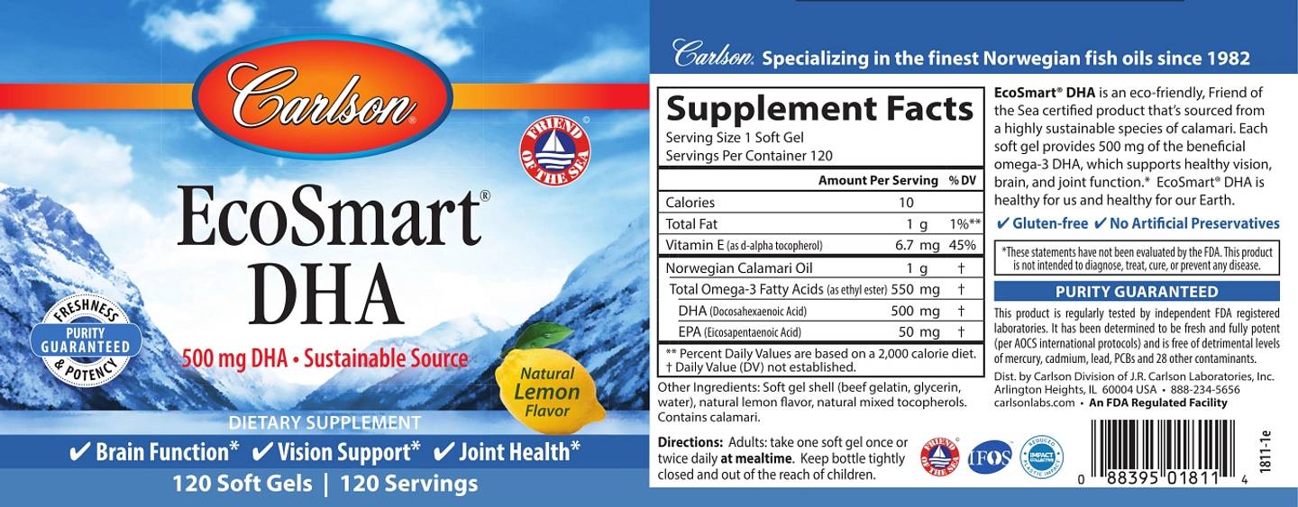 Carlson, EcoSmart DHA label