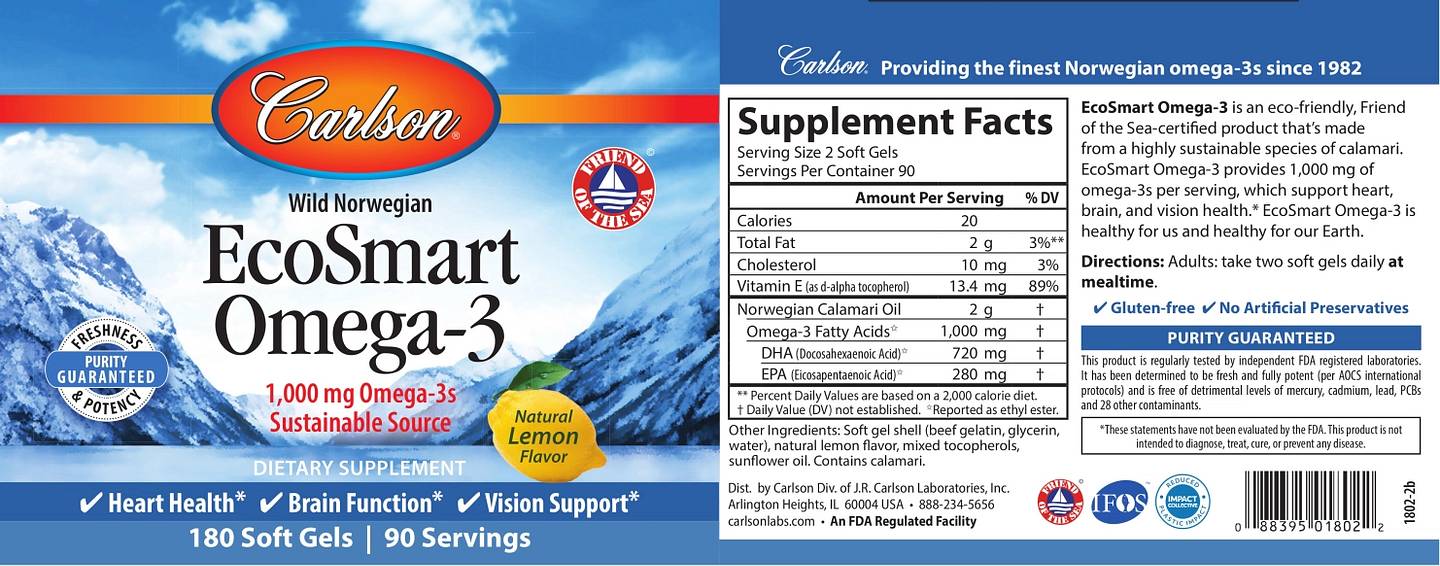 Carlson, EcoSmart Omega-3 label