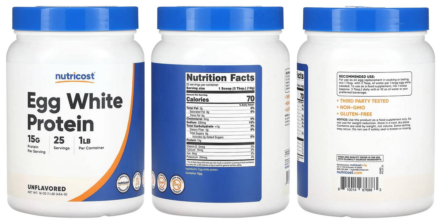 Nutricost, Egg White Protein packaging