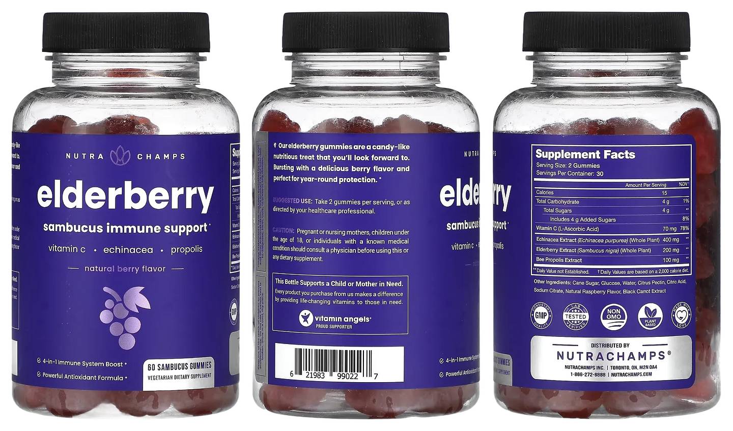 NutraChamps, Elderberry packaging