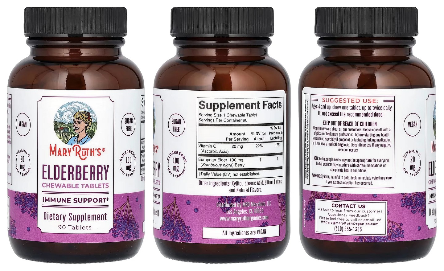 MaryRuth Organics, Elderberry Chewable Tablets packaging