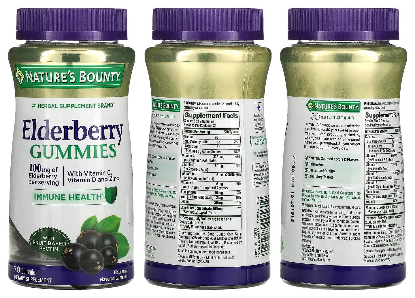 Nature's Bounty, Elderberry Gummies packaging