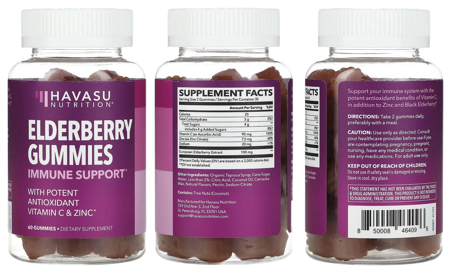 Havasu Nutrition, Elderberry Gummies packaging