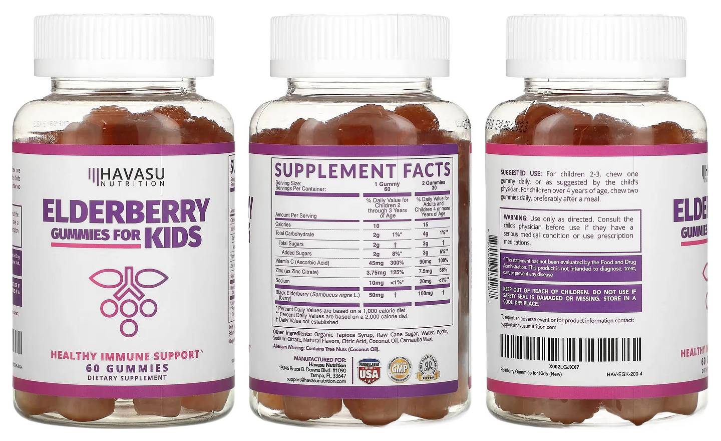 Havasu Nutrition, Elderberry Gummies for Kids packaging