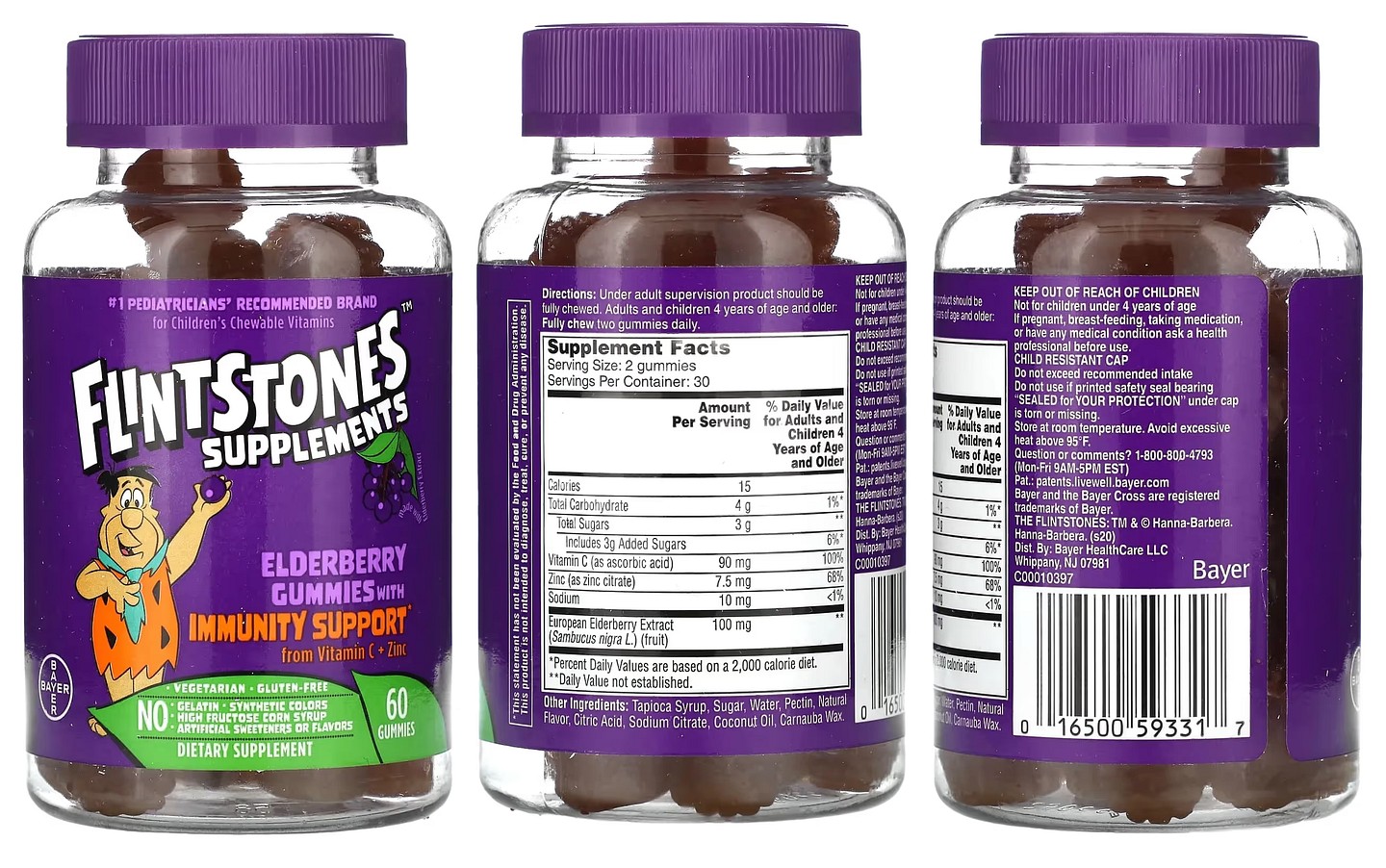 Flintstones, Elderberry Gummies with Immunity Support packaging