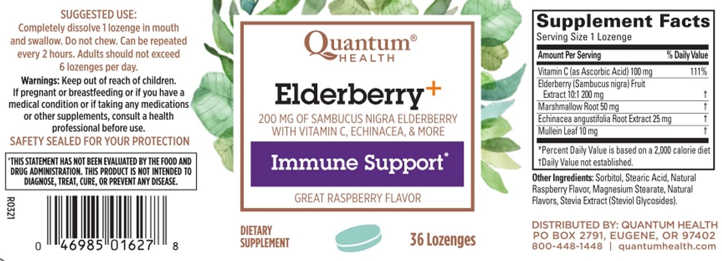 Quantum Health, Elderberry+ Immune Defense label