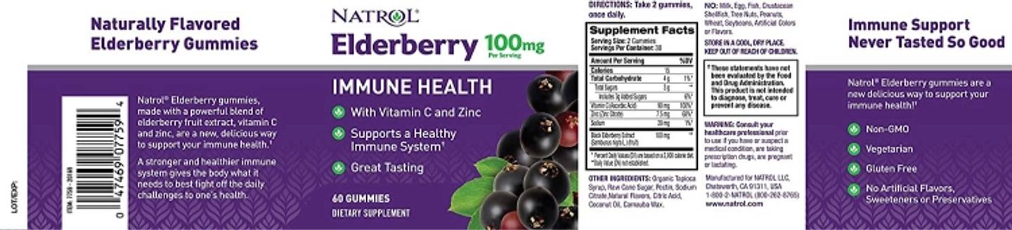 Natrol, Elderberry Immune Health label