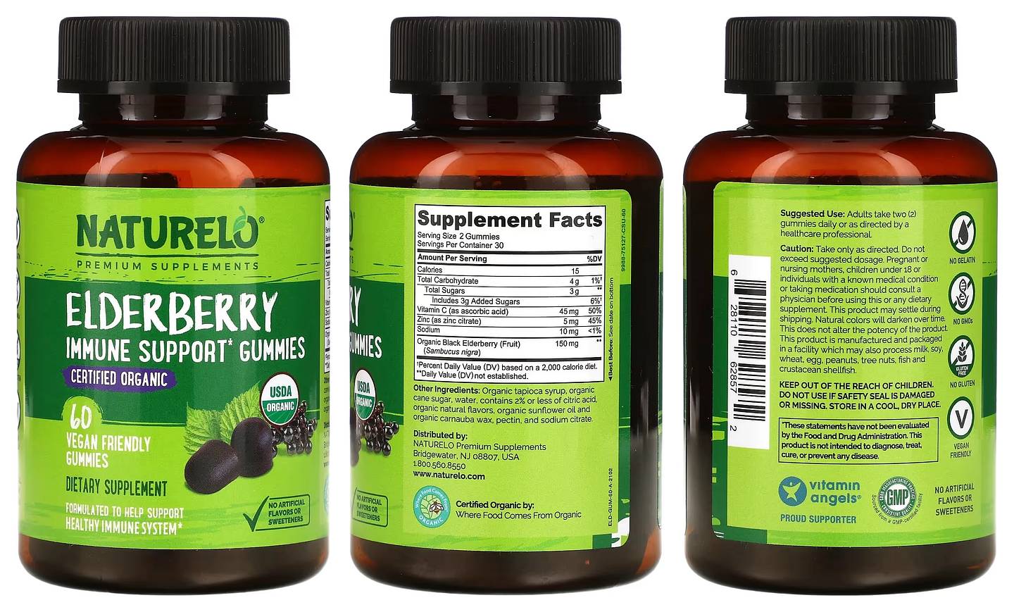 NATURELO, Elderberry, Immune Support Gummies packaging