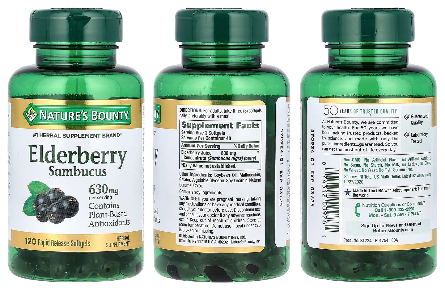 Nature's Bounty, Elderberry Sambucus packaging