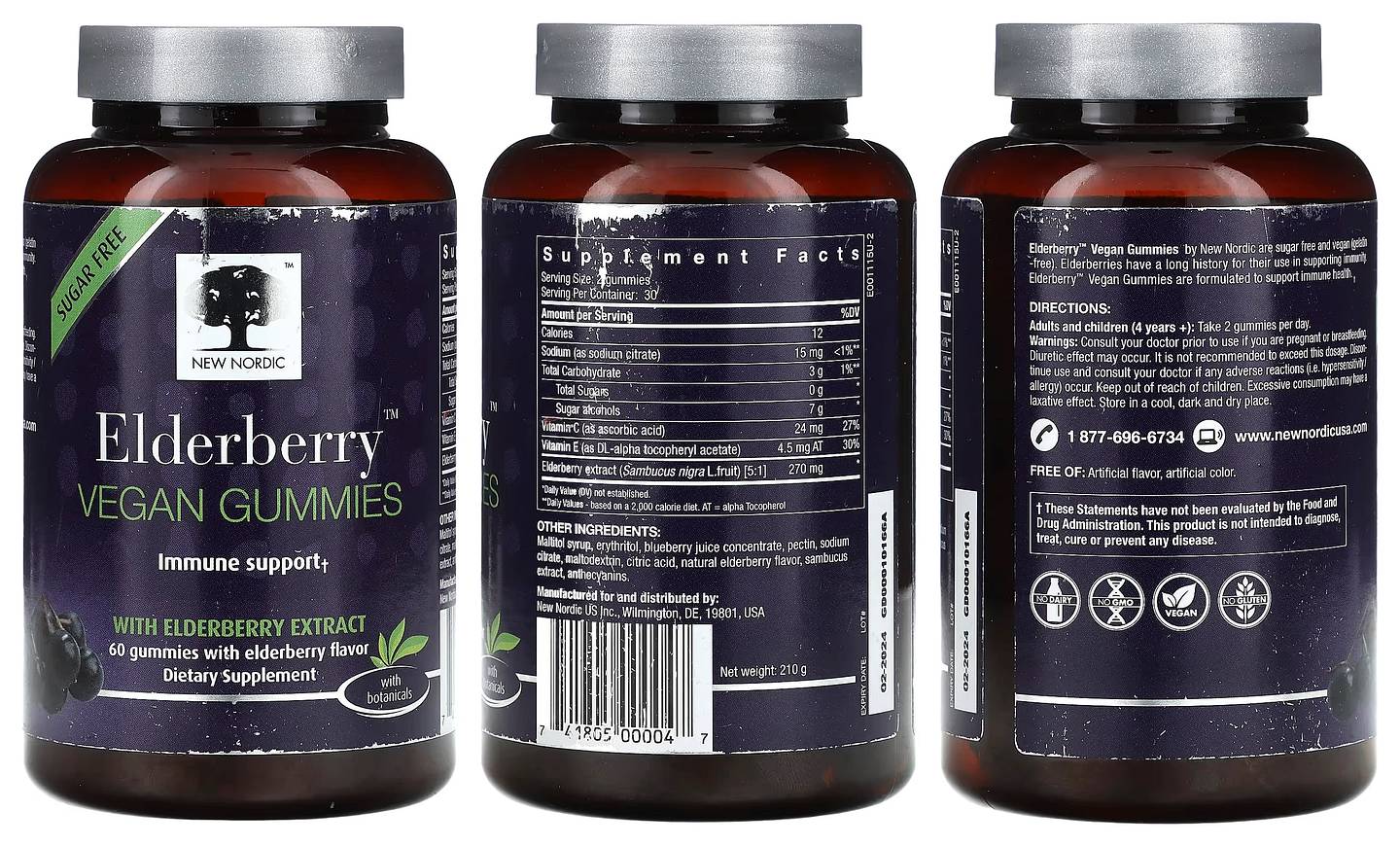 New Nordic, Elderberry Vegan Gummies packaging