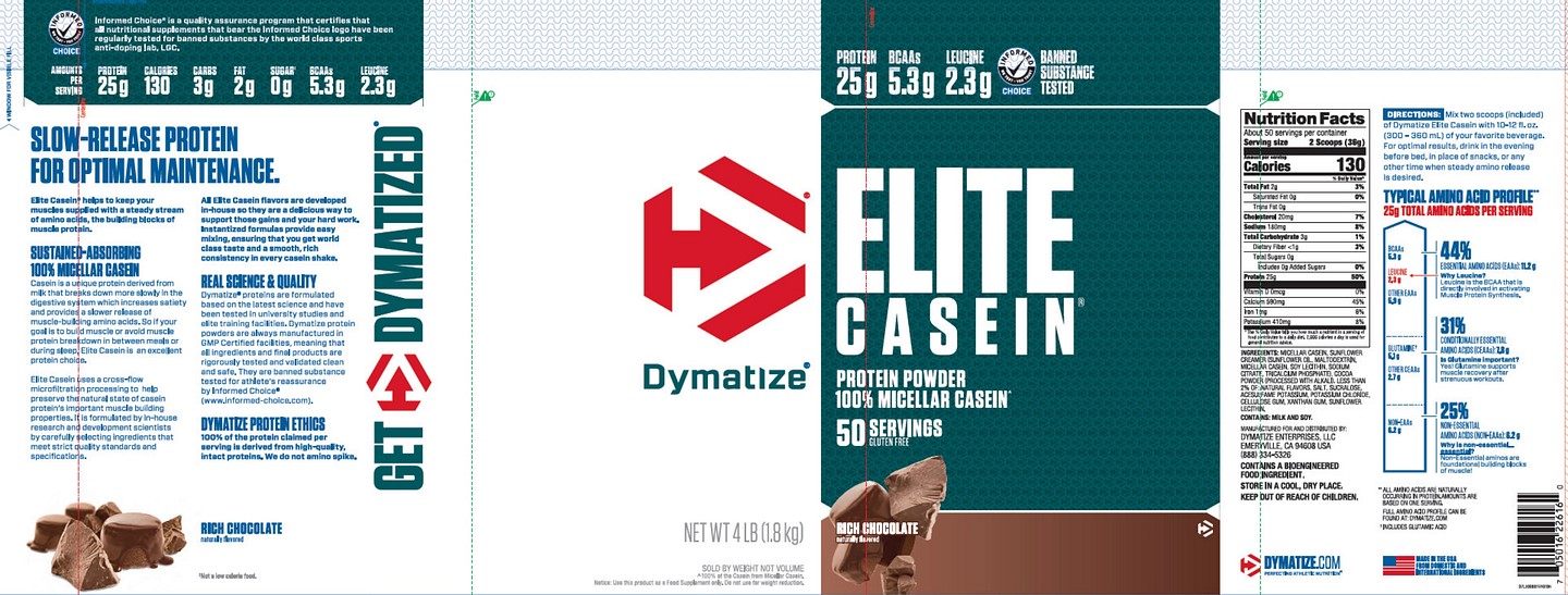 Dymatize, Elite Casein label