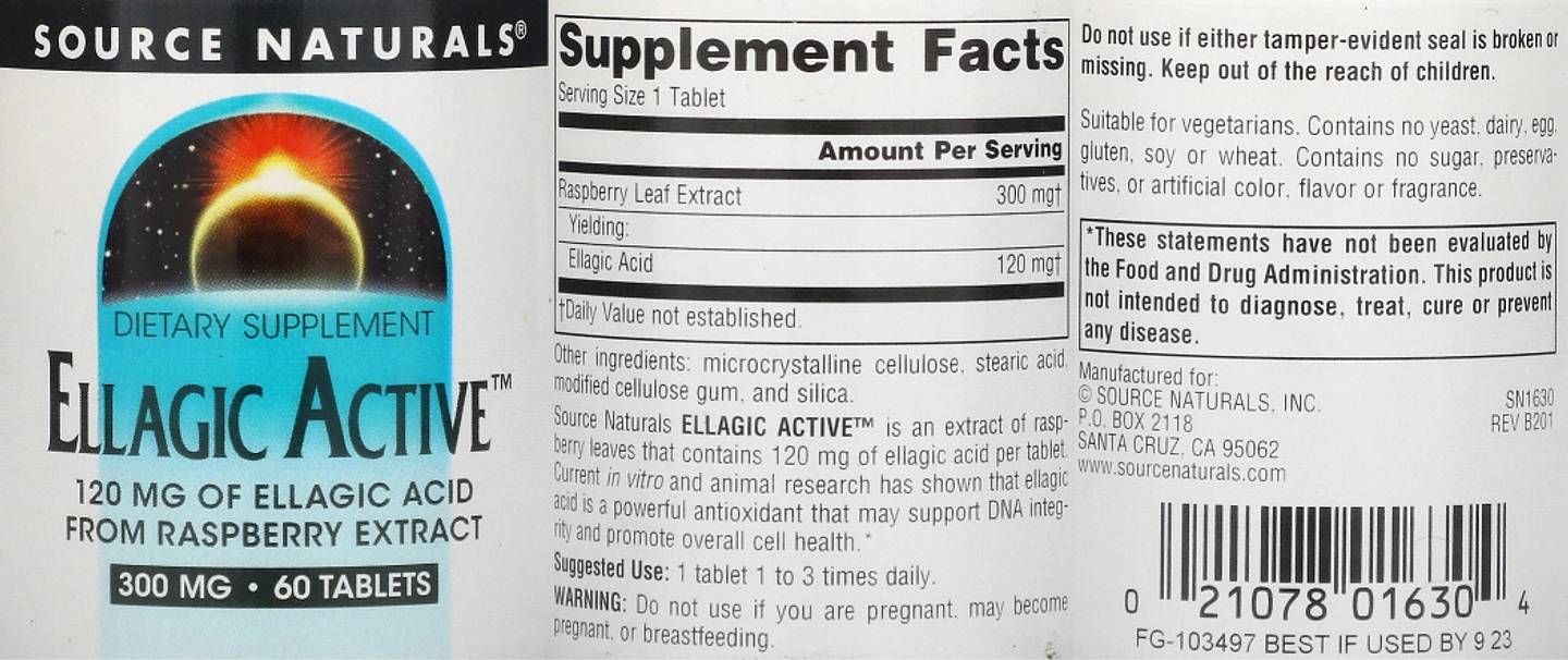 Source Naturals, Ellagic Active label