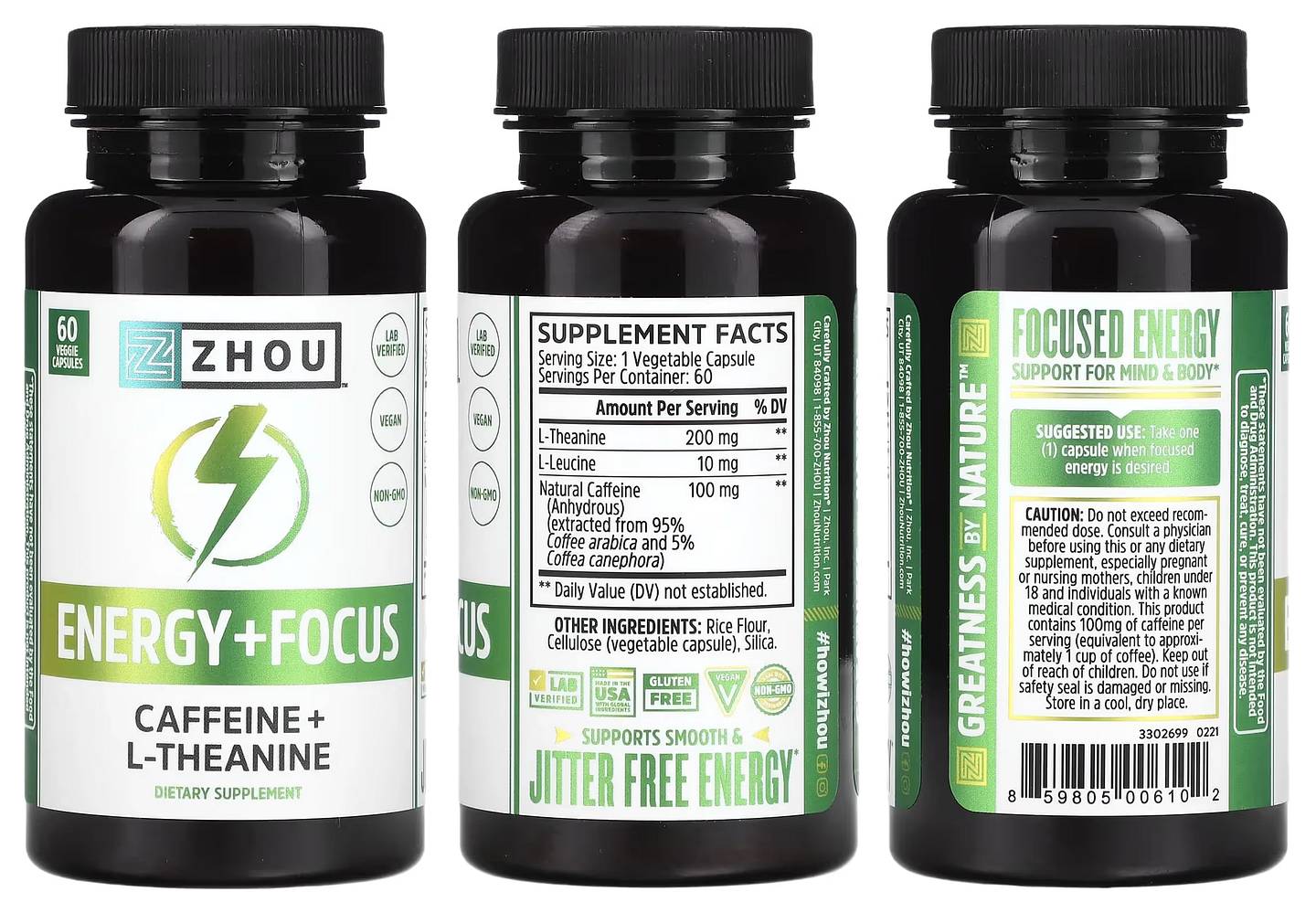 Zhou Nutrition, Energy + Focus packaging