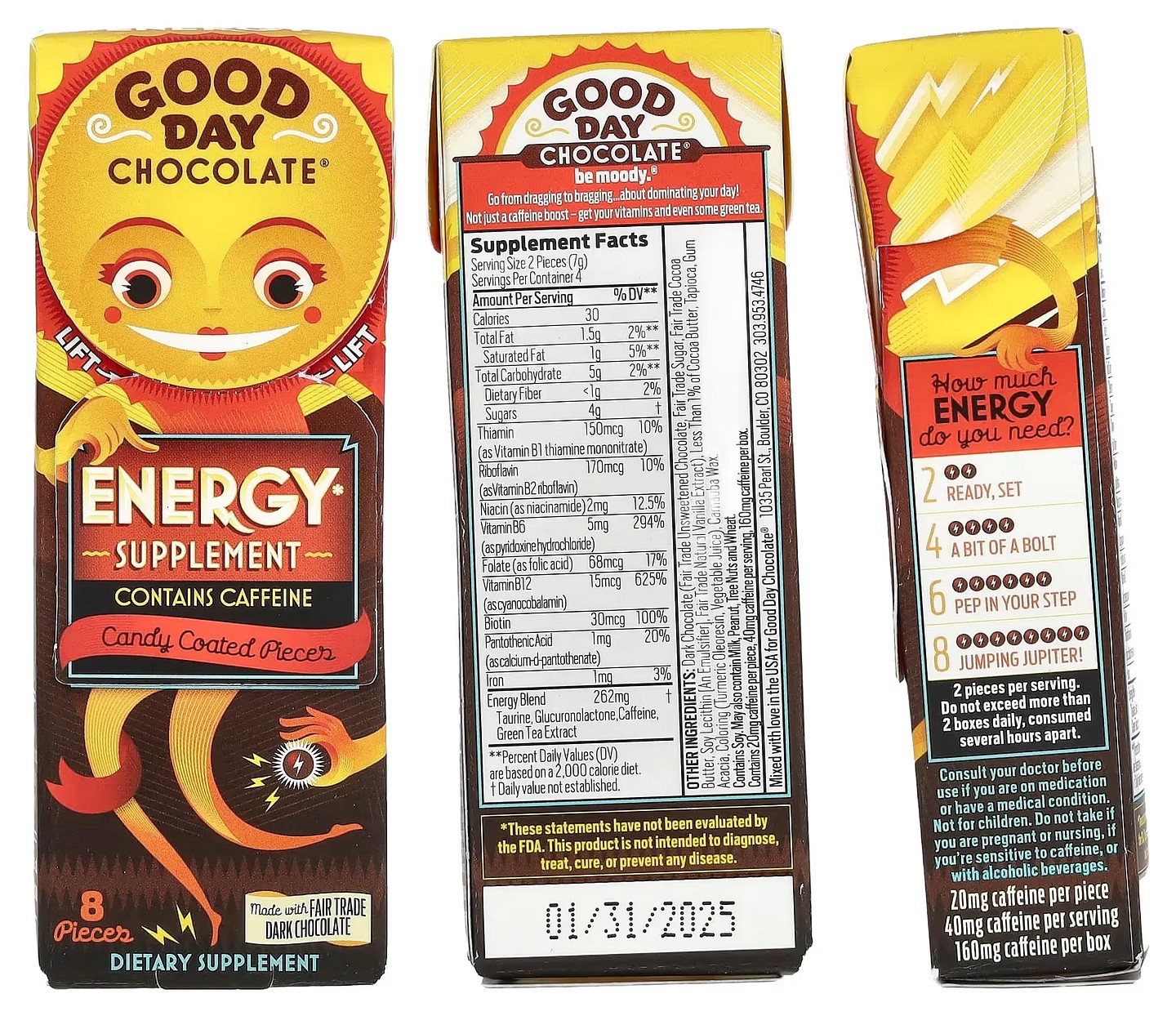 Good Day Chocolate, Energy Supplement packaging