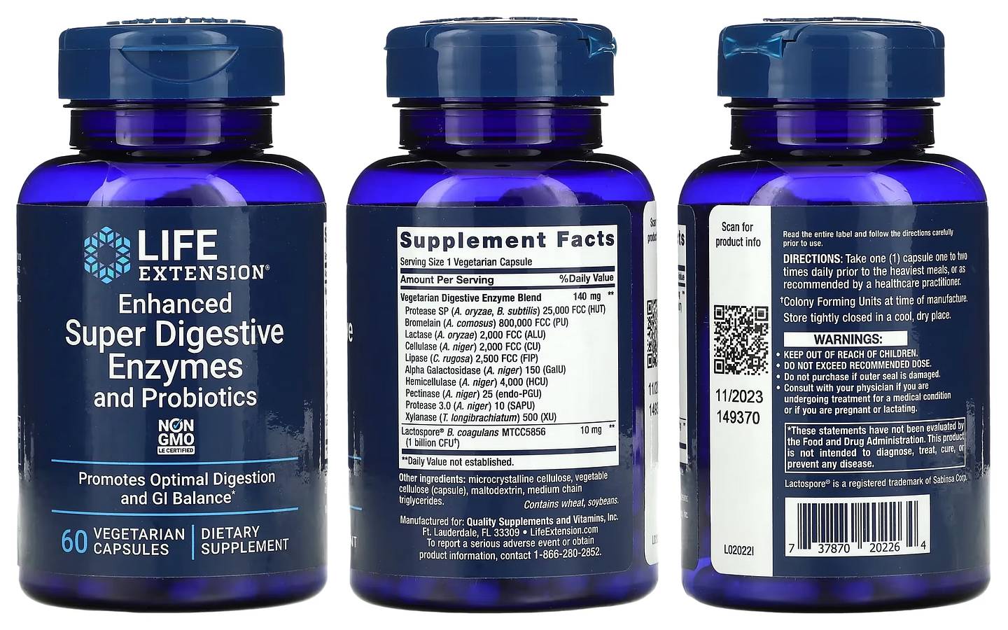 Life Extension, Enhanced Super Digestive Enzymes and Probiotics packaging