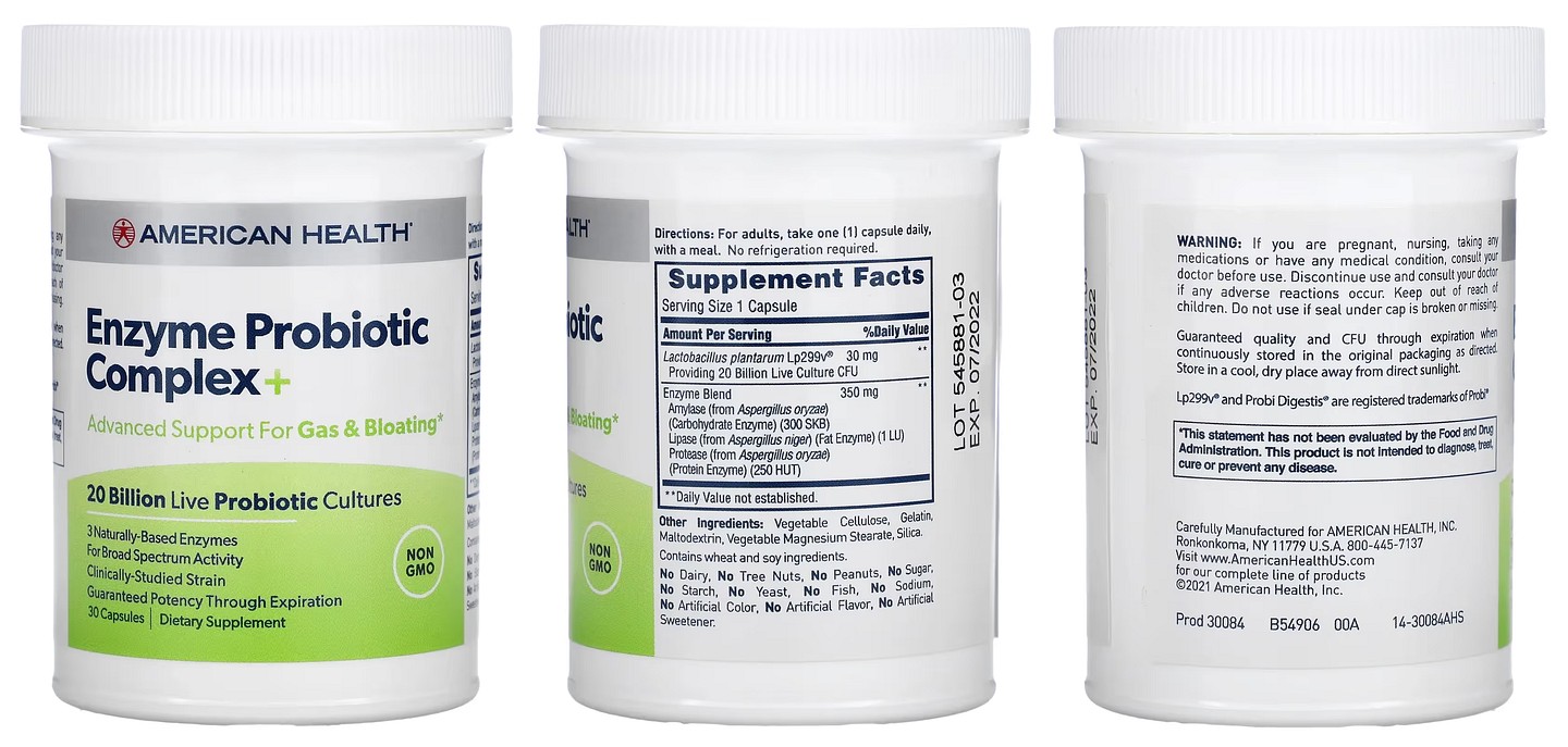 American Health, Enzyme Probiotic Complex+ packaging