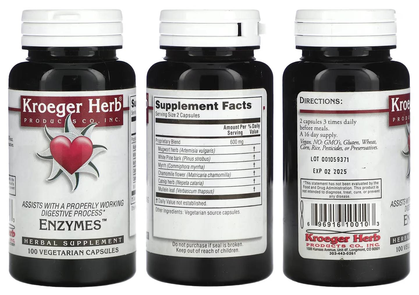 Kroeger Herb Products, Enzymes packaging