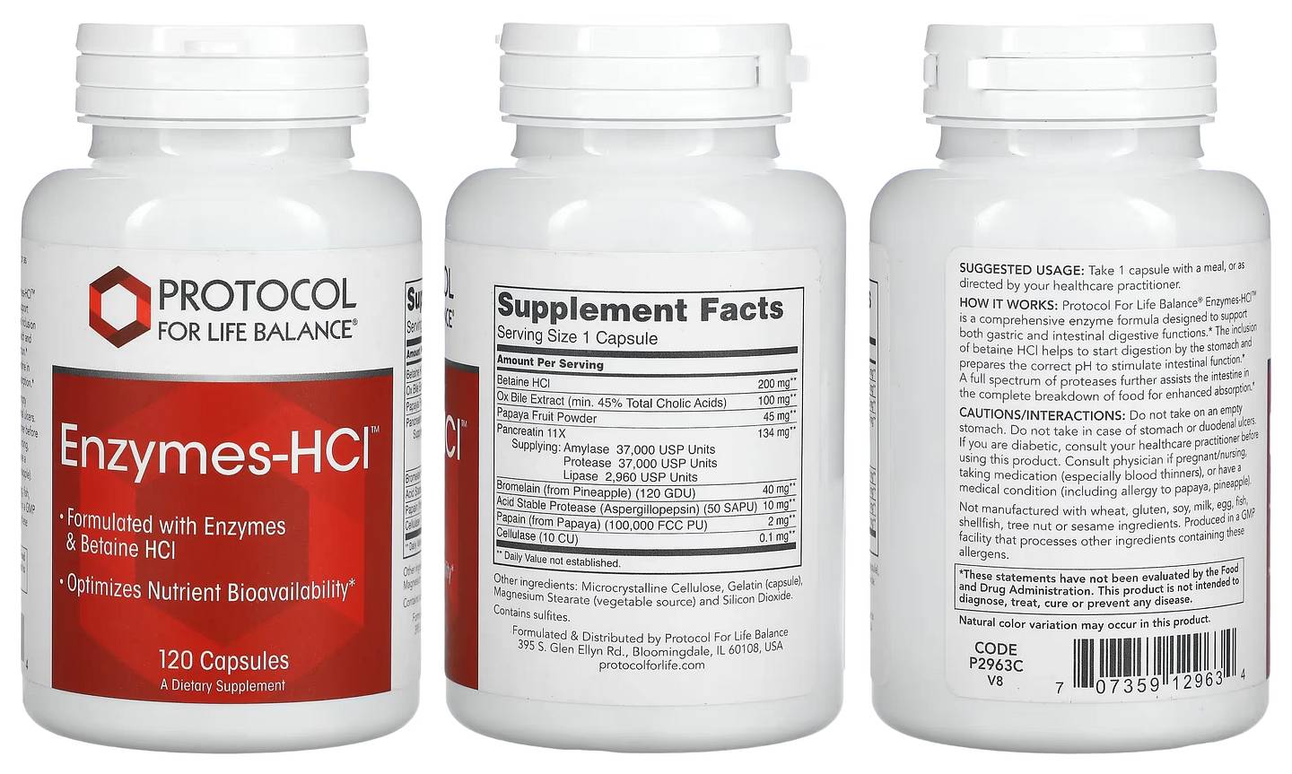 Protocol for Life Balance, Enzymes-HCl packaging