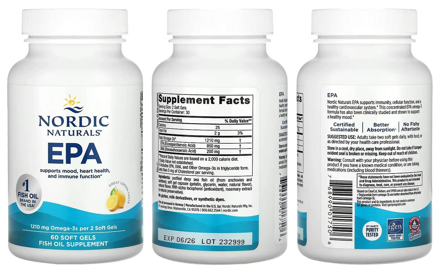 Nordic Naturals, EPA packaging