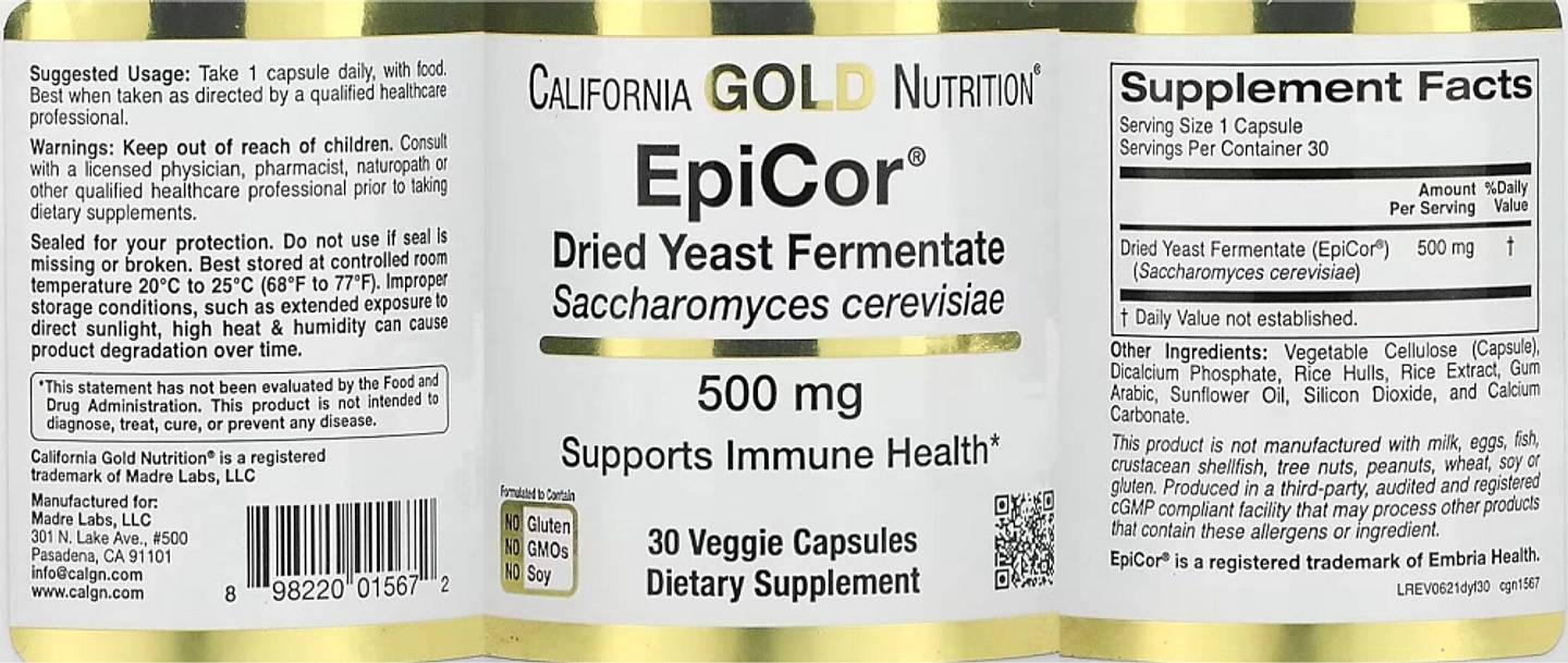 California Gold Nutrition, EpiCor label