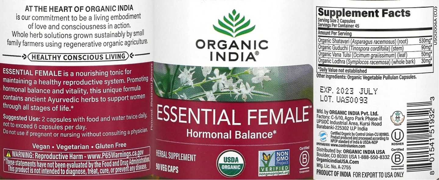 Organic India, Essential Female label